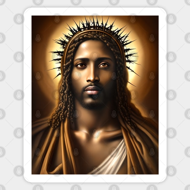 African American Jesus Sticker by AI Art Originals